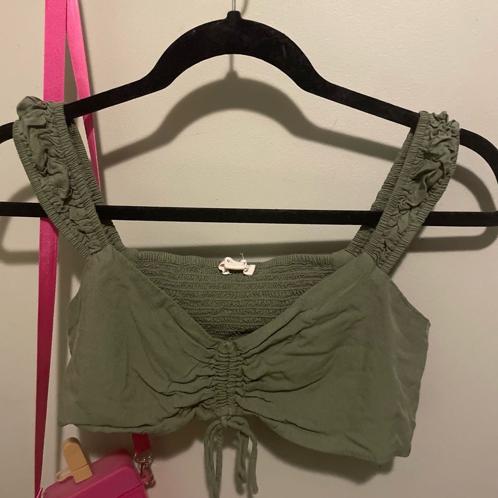 Cropped green tank top